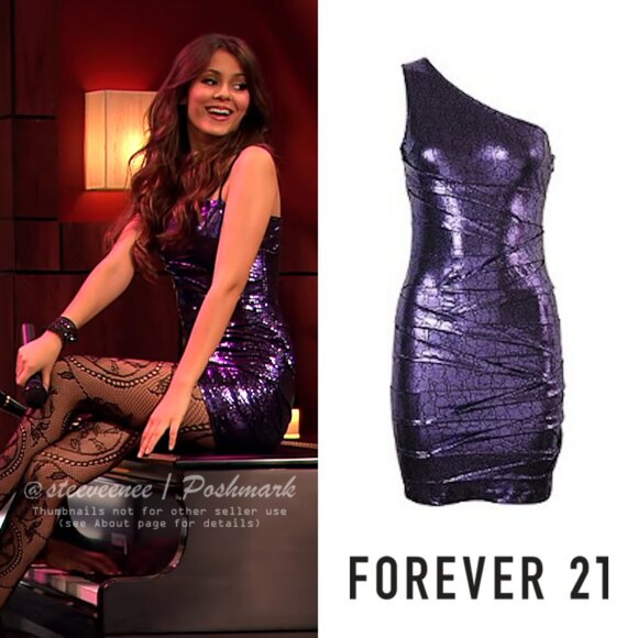 Forever 21 Embossed Croc One-Shoulder Dress ASO Tori Vega / Jade West - Picture 1 of 11